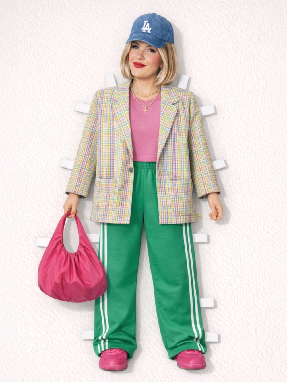 VINTAGE 90s rainbow pastel blazer business casual fun colorful spring size M